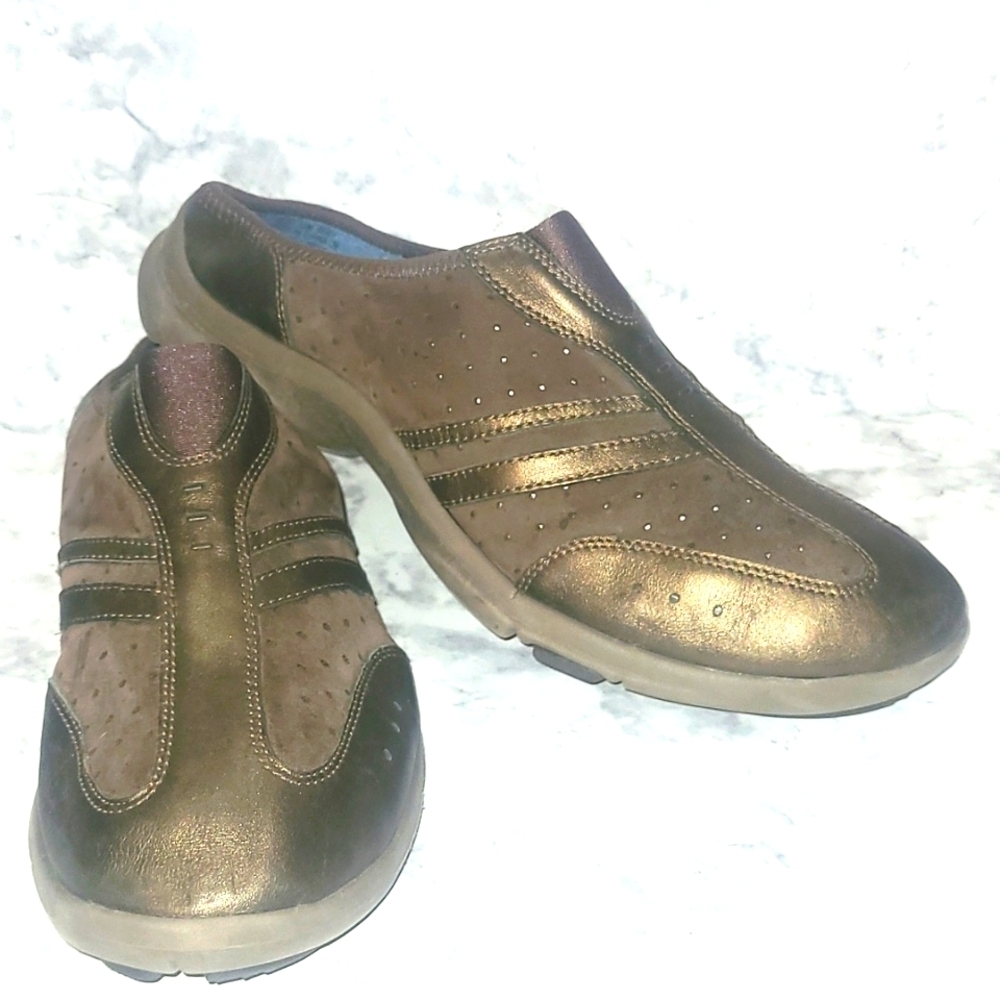 Privo Athletic Shoes Slip on Brown Bronze Genuine Leather 10M Round toe